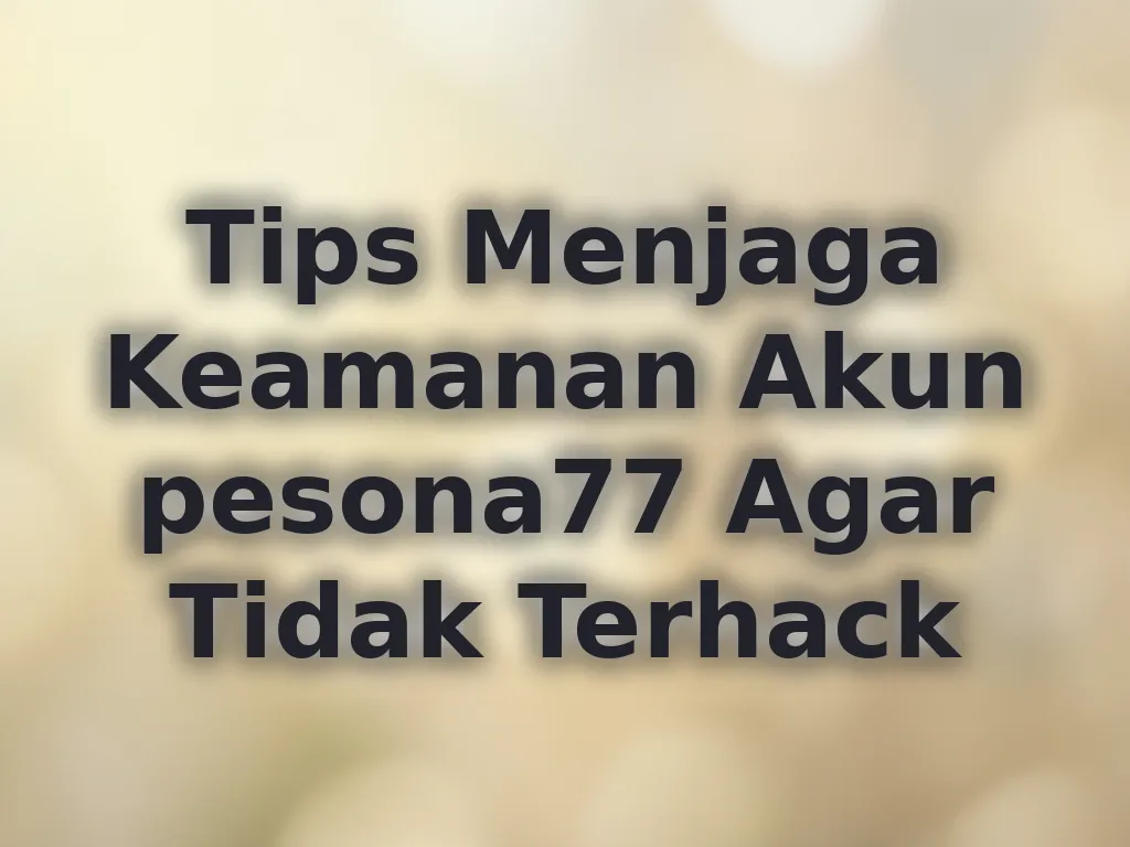 Tips Menjaga Keamanan Akun pesona77 Agar Tidak Terhack